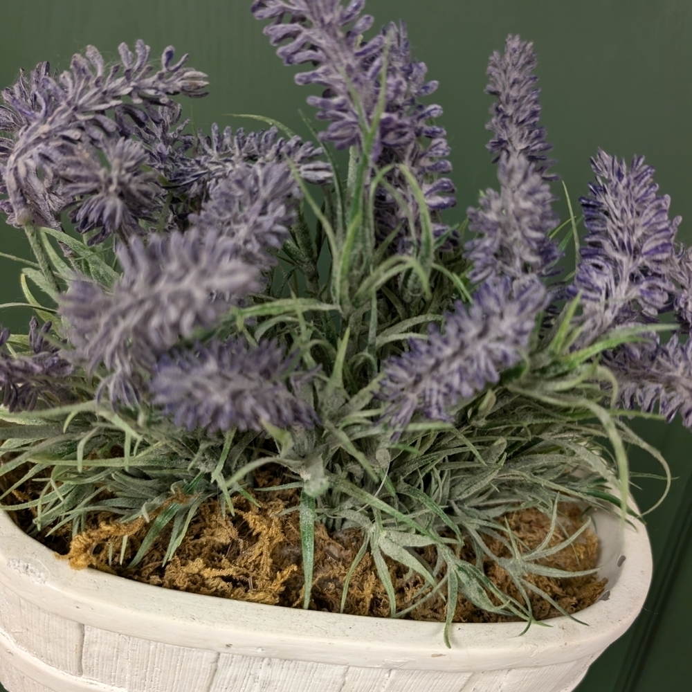 Faux Lavender Plant In White Container - Picture 4 of 8